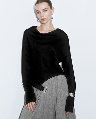  URBAN REVIVO - Áo kiểu nữ tay dài phối thắt lưng Regular Overhead 