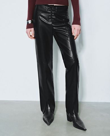  URBAN REVIVO - Quần nữ ống đứng thắt dây cá tính 