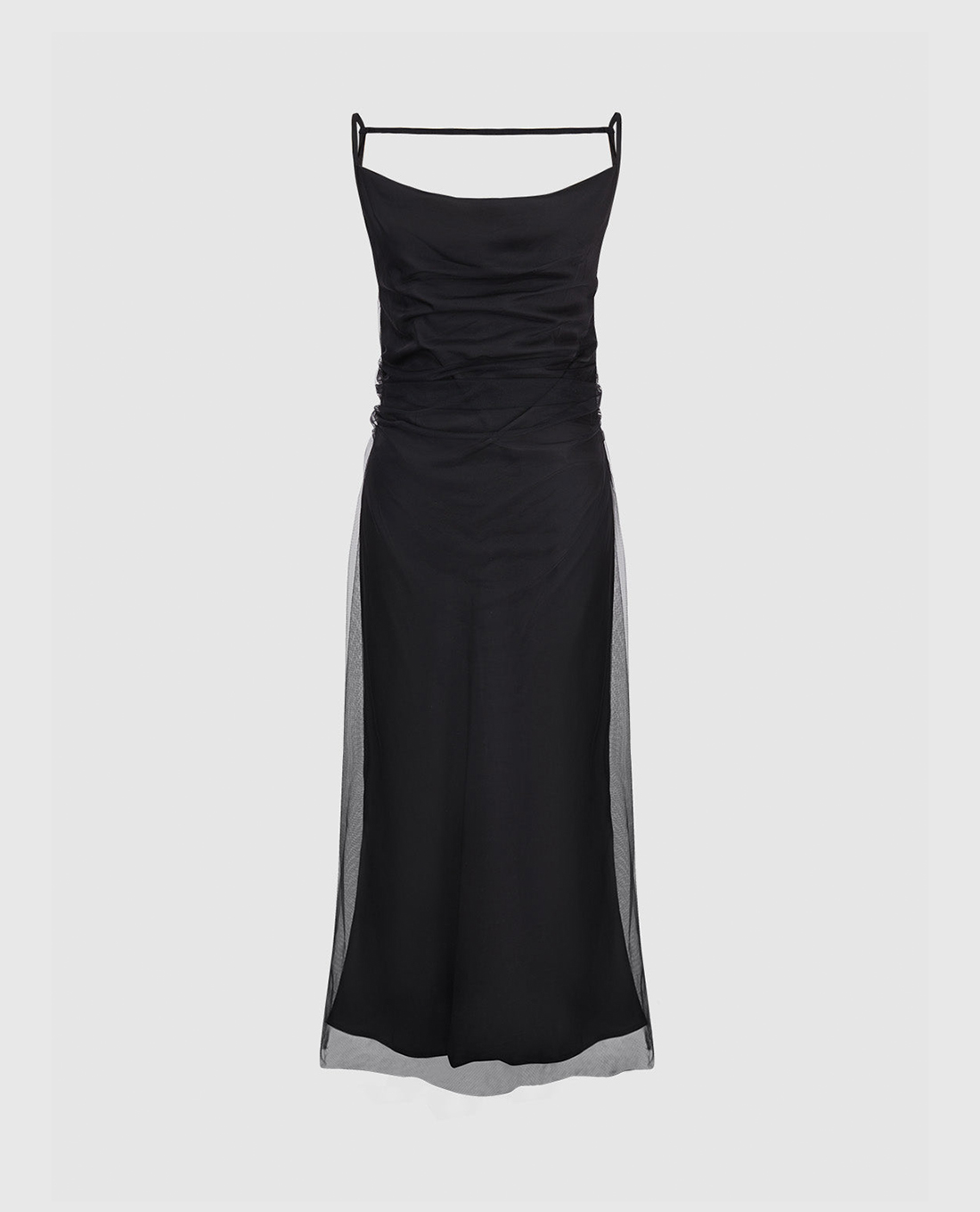 URBAN REVIVO - Đầm hai dây phom midi phối voan nữ tính A-Line Cami