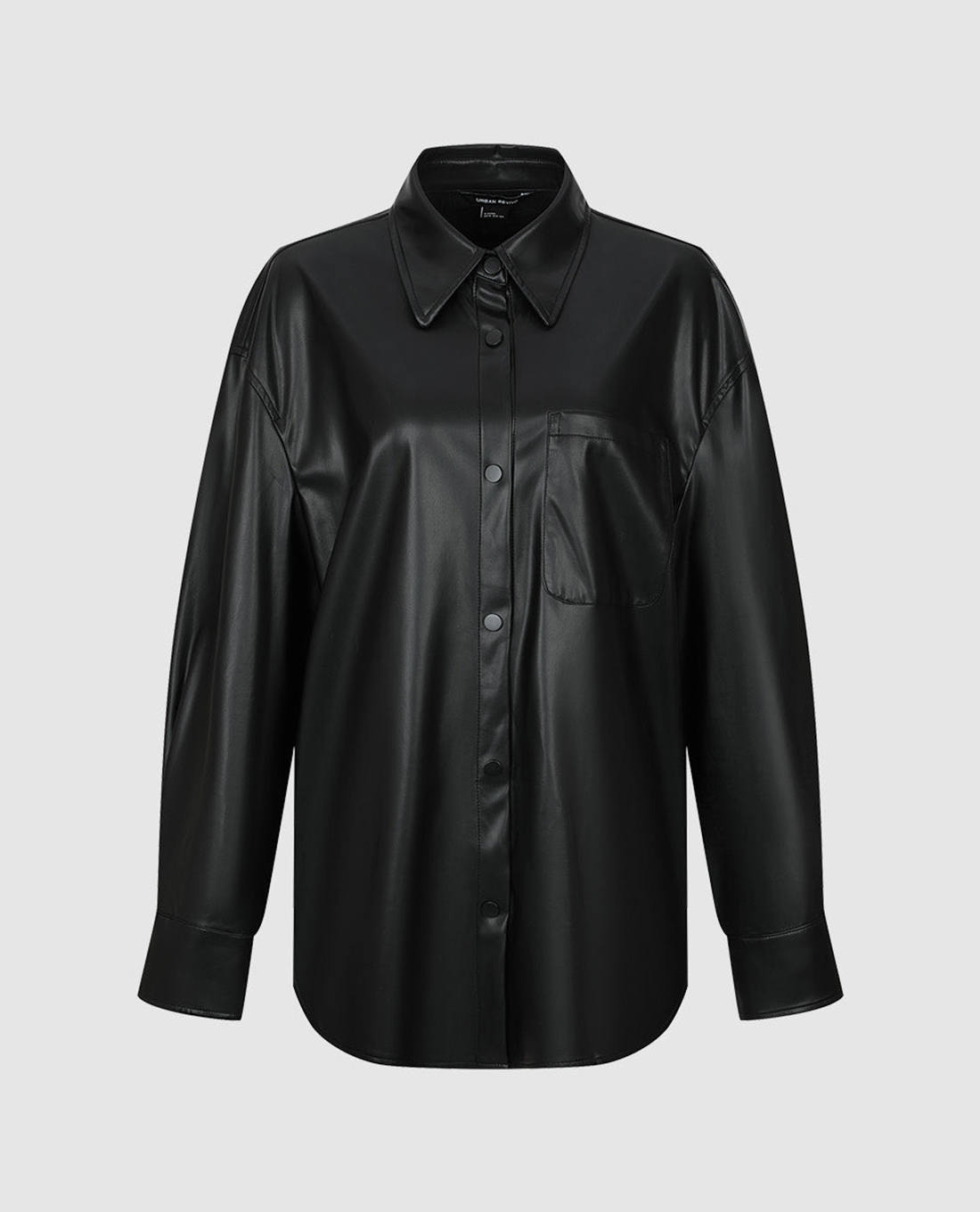 URBAN REVIVO - Áo khoác da nữ cổ bẻ tay dài Button Up Loose
