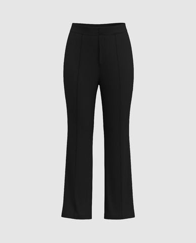  URBAN REVIVO - Quần nữ ống loe xếp ly thanh lịch 