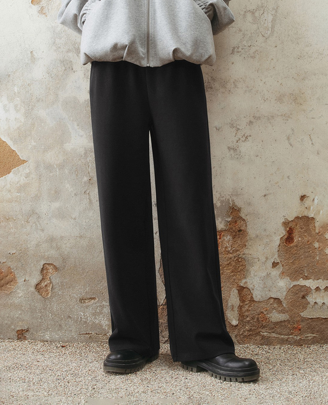 URBAN REVIVO - Quần nữ ống rộng lưng thun