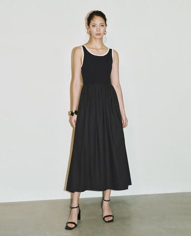  URBAN REVIVO - Đầm sát nách phom midi thời trang 