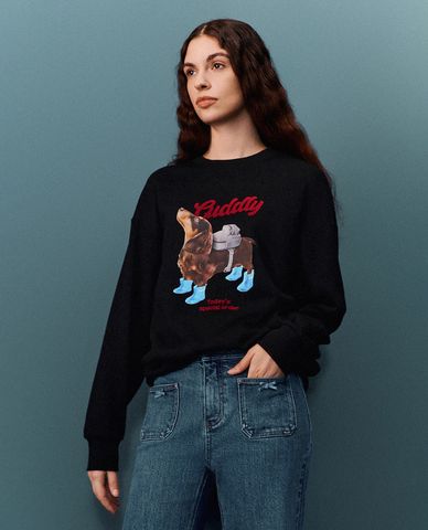  URBAN REVIVO - Áo sweatshirt nữ cổ tròn tay dài Loose 