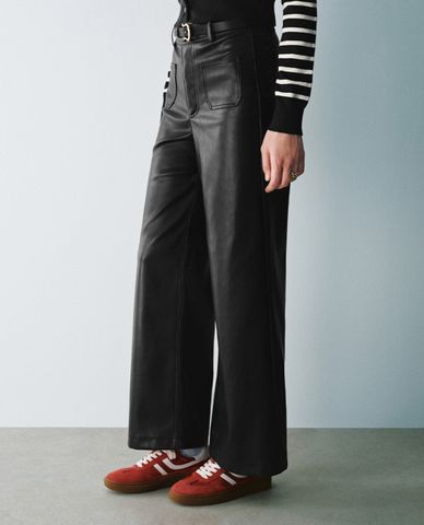  URBAN REVIVO - Quần nữ ống loe lưng cao Front Pocket 