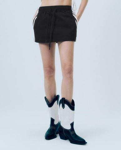  URBAN REVIVO - Chân váy chữ A mini phối dây rút 