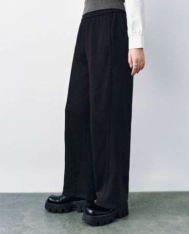  URBAN REVIVO - Quần dài nữ ống rộng lưng thun Elastic Waist Wide 