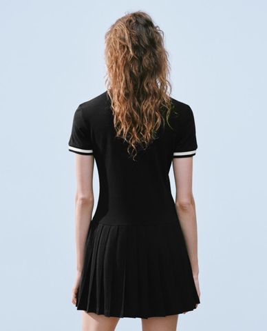  URBAN REVIVO - Đầm polo mini phối viền Pleated 