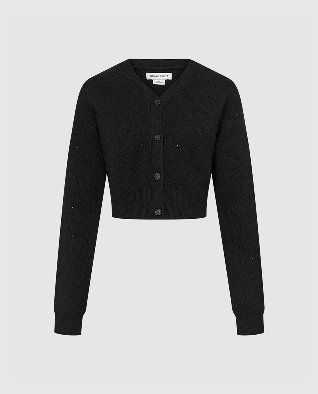 URBAN REVIVO - Áo khoác cardigan nữ cổ tròn tay dài phom croptop