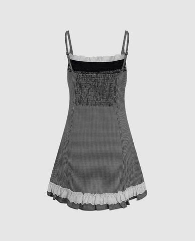  URBAN REVIVO - Đầm hai dây mini Striped Ruffle 