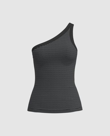  URBAN REVIVO - Áo trễ vai nữ kẻ sọc 