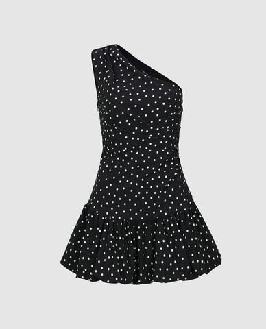  URBAN REVIVO - Đầm sát nách mini lệch vai trẻ trung 