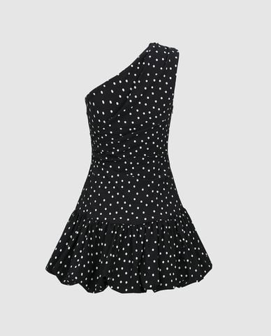  URBAN REVIVO - Đầm sát nách mini lệch vai trẻ trung 