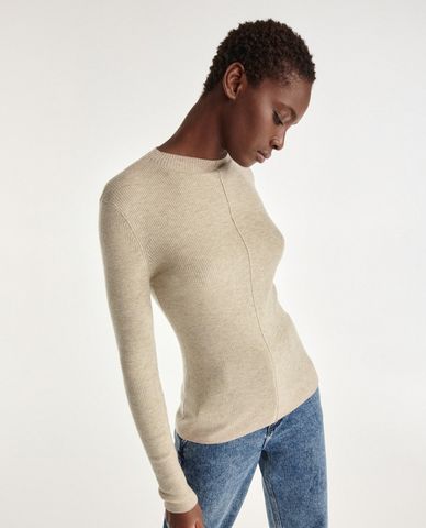  THE KOOPLES - Áo sweater nữ tay dài cổ tròn phom ôm thời trang 