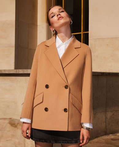  THE KOOPLES - Áo măng tô nữ Camel Wool Winter 