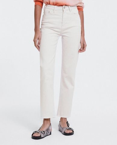  THE KOOPLES - Quần jeans nữ denim phom suông hiện đại Straight Cut Cropped 