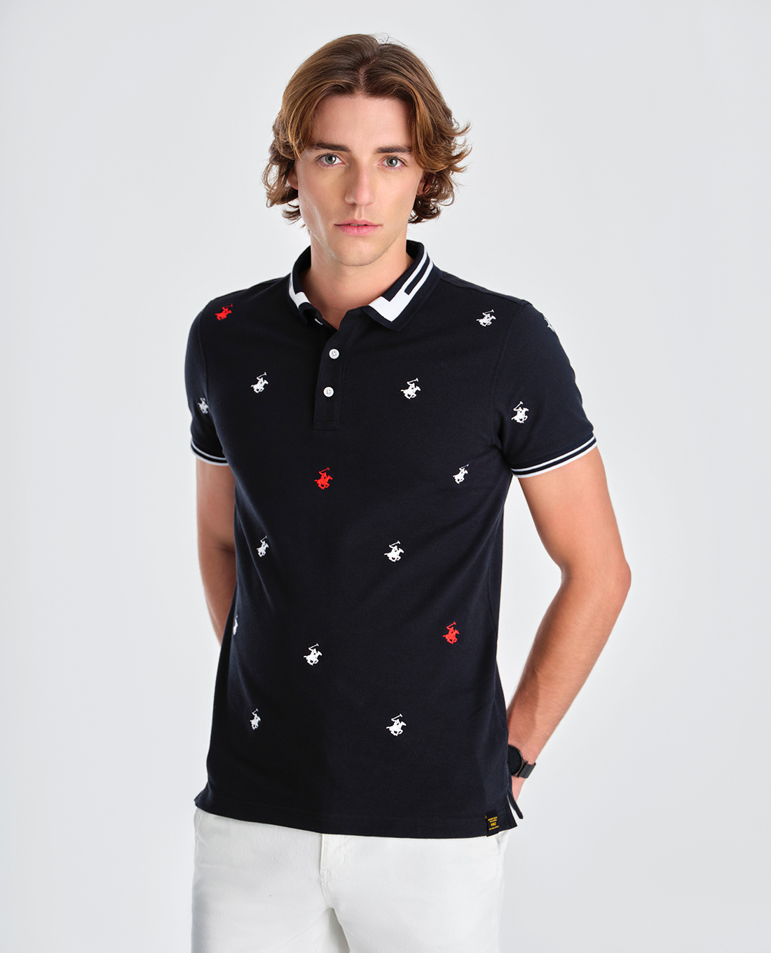 BEVERLY HILLS POLO CLUB - Áo polo nam cổ bẻ tay ngắn thời trang