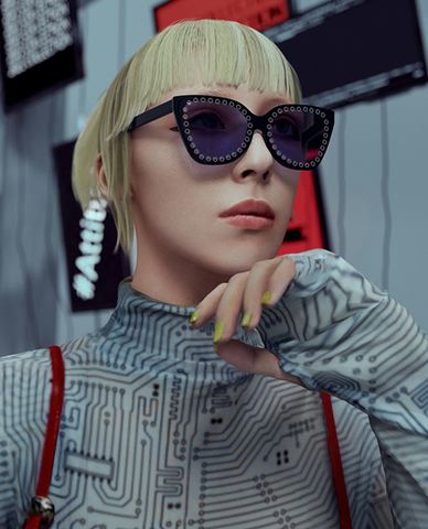  MUJOSH - Kính mát unisex gọng mắt mèo đính đá sang trọng 