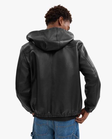  COACH - Áo khoác da nam phối mũ Reversible Trainer 