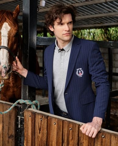  BEVERLY HILLS POLO CLUB - Áo khoác blazer nam kẻ sọc cài nút thời trang 