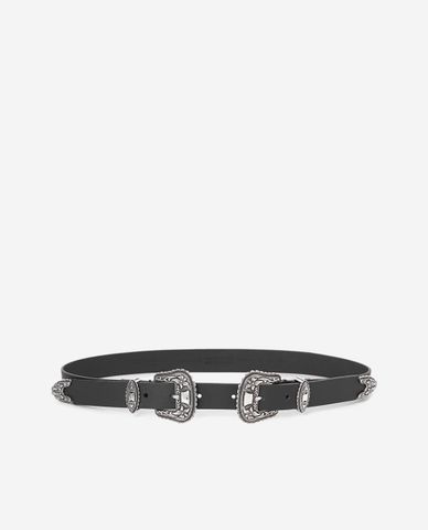  THE KOOPLES - Thắt lưng nữ bản nhỏ Double Buckle 