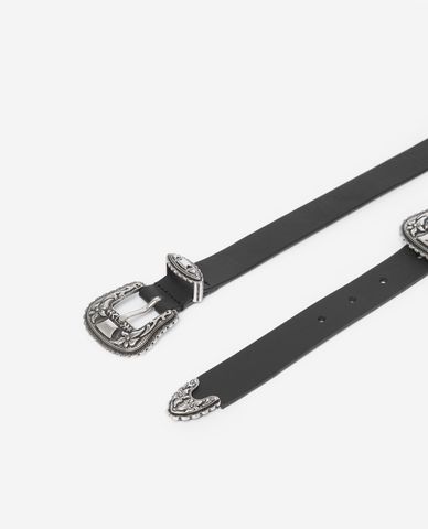  THE KOOPLES - Thắt lưng nữ bản nhỏ Double Buckle 