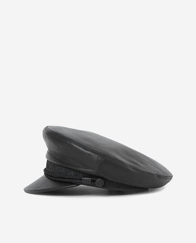 THE KOOPLES - Nón beret nữ cổ điển Black Leather Luxe 