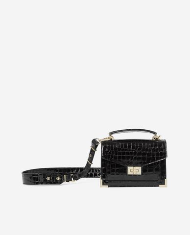  THE KOOPLES - Túi xách tay nữ Black Emily Mini Crocodile 