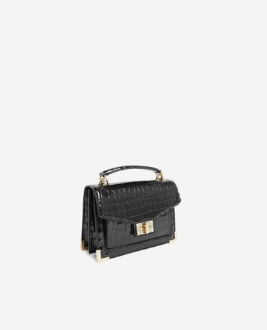  THE KOOPLES - Túi xách tay nữ Black Emily Mini Crocodile 
