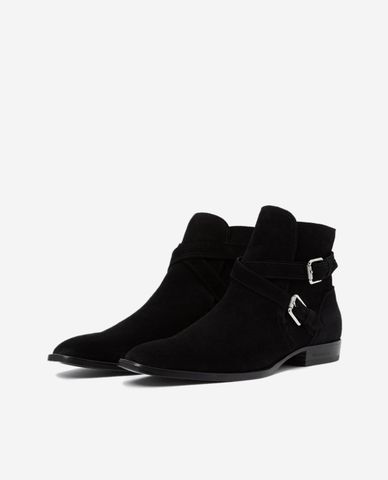  THE KOOPLES - Giày boots nữ cổ cao Black Suede 