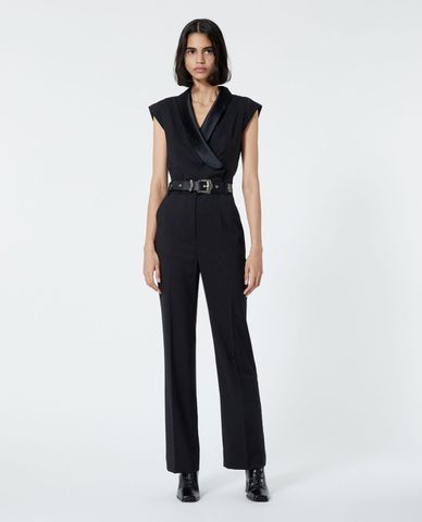  THE KOOPLES - Jumpsuits nữ cổ V tay ngắn Black Tuxedo 