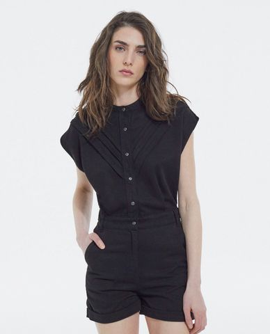  THE KOOPLES - Playsuit cổ tròn ngắn tay phối nút thời trang 