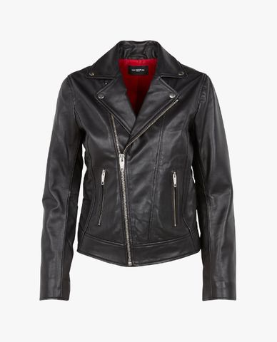  THE KOOPLES - Áo khoác da nữ Black Lambskin Biker 