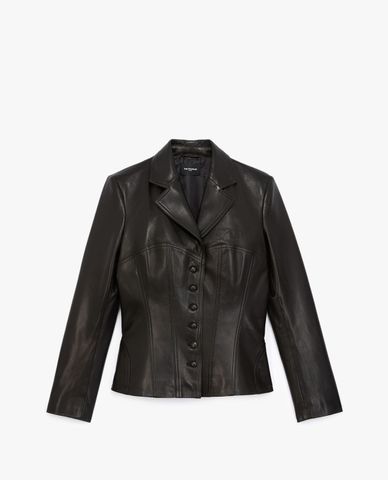  THE KOOPLES - Áo khoác da nữ cổ bẻ cổ điển 