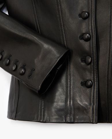  THE KOOPLES - Áo khoác da nữ cổ bẻ cổ điển 