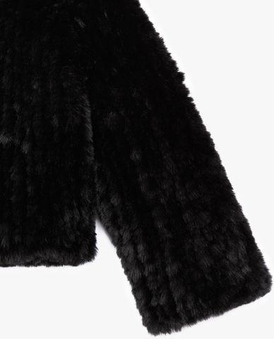  THE KOOPLES - Áo sweatshirt nữ phối lông Black In Faux Fur 