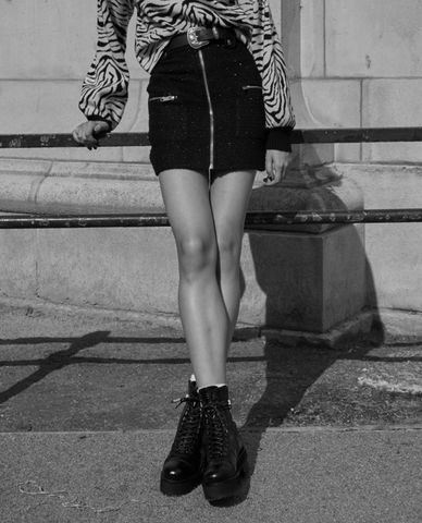  THE KOOPLES - Chân váy mini phối zip Studded 