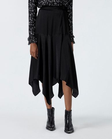  THE KOOPLES - Chân váy midi Black Wrap With Star Print 