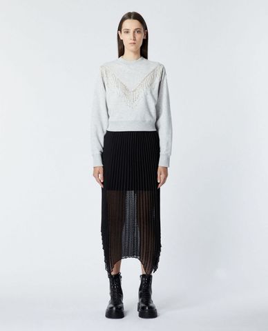  THE KOOPLES - Chân váy midi xếp ly Dotted Black 