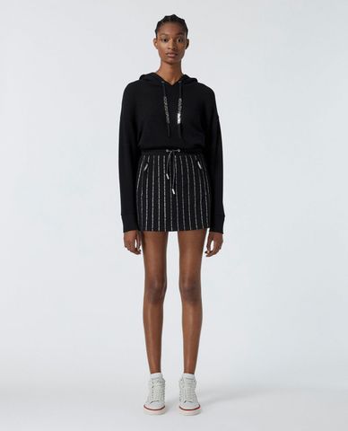  THE KOOPLES - Chân váy mini phối túi zip Black Cotton 