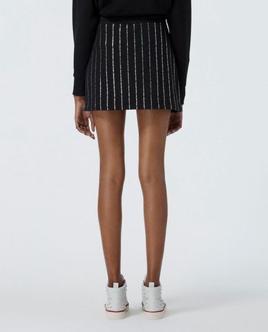  THE KOOPLES - Chân váy mini phối túi zip Black Cotton 