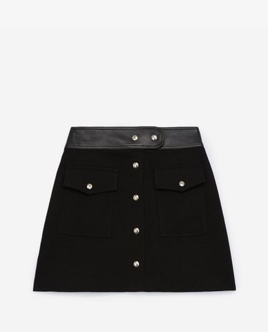  THE KOOPLES - Chân váy mini chữ A phối nút thời trang 