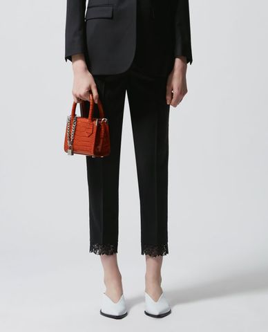  THE KOOPLES - Quần kiểu nữ lưng cao phối ren Black With Lace 