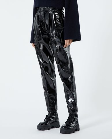  THE KOOPLES - Quần nữ ống đứng giả da Faux Leather 