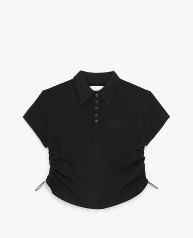  THE KOOPLES - Áo thun polo nữ cổ bẻ phối dây rút thời trang 