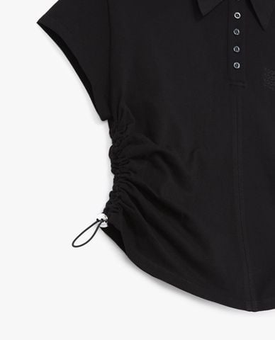  THE KOOPLES - Áo thun polo nữ cổ bẻ phối dây rút thời trang 