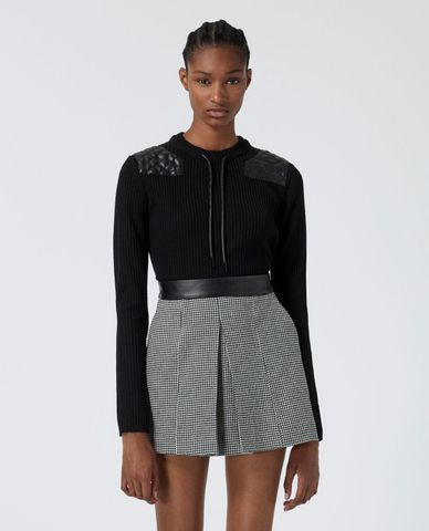  THE KOOPLES - Áo len nữ cổ tròn tay dài phom ôm thời trang 