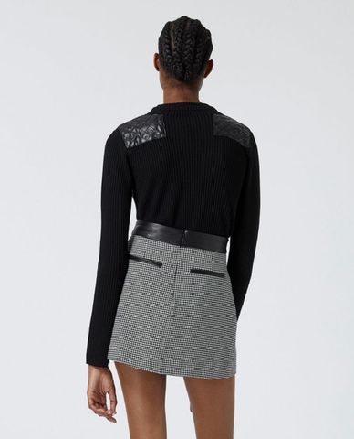  THE KOOPLES - Áo len nữ cổ tròn tay dài phom ôm thời trang 