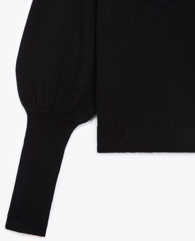  THE KOOPLES - Áo sweater nữ cổ tim tay phồng Wool/Cashmere 