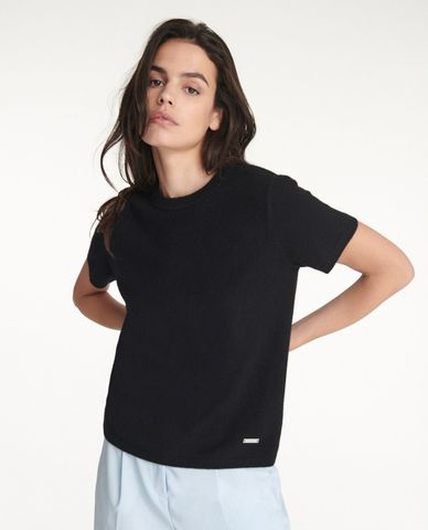  THE KOOPLES - Áo sweater nữ cổ tròn ngắn tay Cashmere 